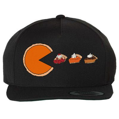 Pumpkin Pie Video Game Funny Thanksgiving Pie Whipped Cream Wool Snapback Cap