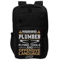 Plumbing Plumber Vintage Warning Plumber Flying Tools And Impact Tech Backpack