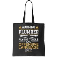 Plumbing Plumber Vintage Warning Plumber Flying Tools And Tote Bag