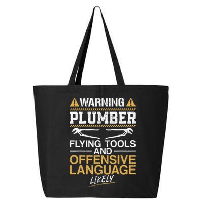 Plumbing Plumber Vintage Warning Plumber Flying Tools And 25L Jumbo Tote