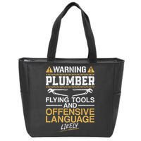 Plumbing Plumber Vintage Warning Plumber Flying Tools And Zip Tote Bag