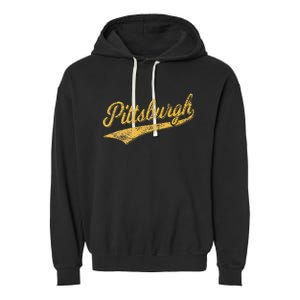 Pittsburgh Pennsylvania Varsity Script Sports Jersey Style Garment-Dyed Fleece Hoodie