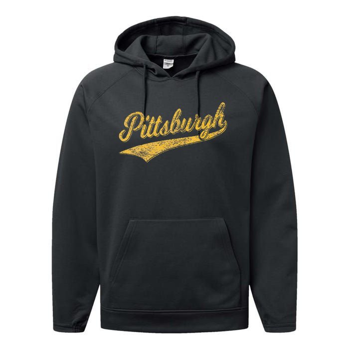 Pittsburgh Pennsylvania Varsity Script Sports Jersey Style Performance Fleece Hoodie