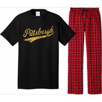 Pittsburgh Pennsylvania Varsity Script Sports Jersey Style Pajama Set