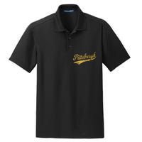 Pittsburgh Pennsylvania Varsity Script Sports Jersey Style Dry Zone Grid Polo