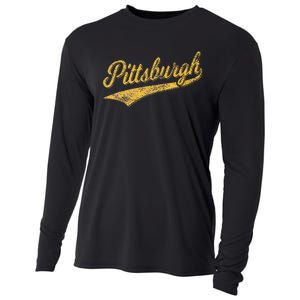 Pittsburgh Pennsylvania Varsity Script Sports Jersey Style Cooling Performance Long Sleeve Crew