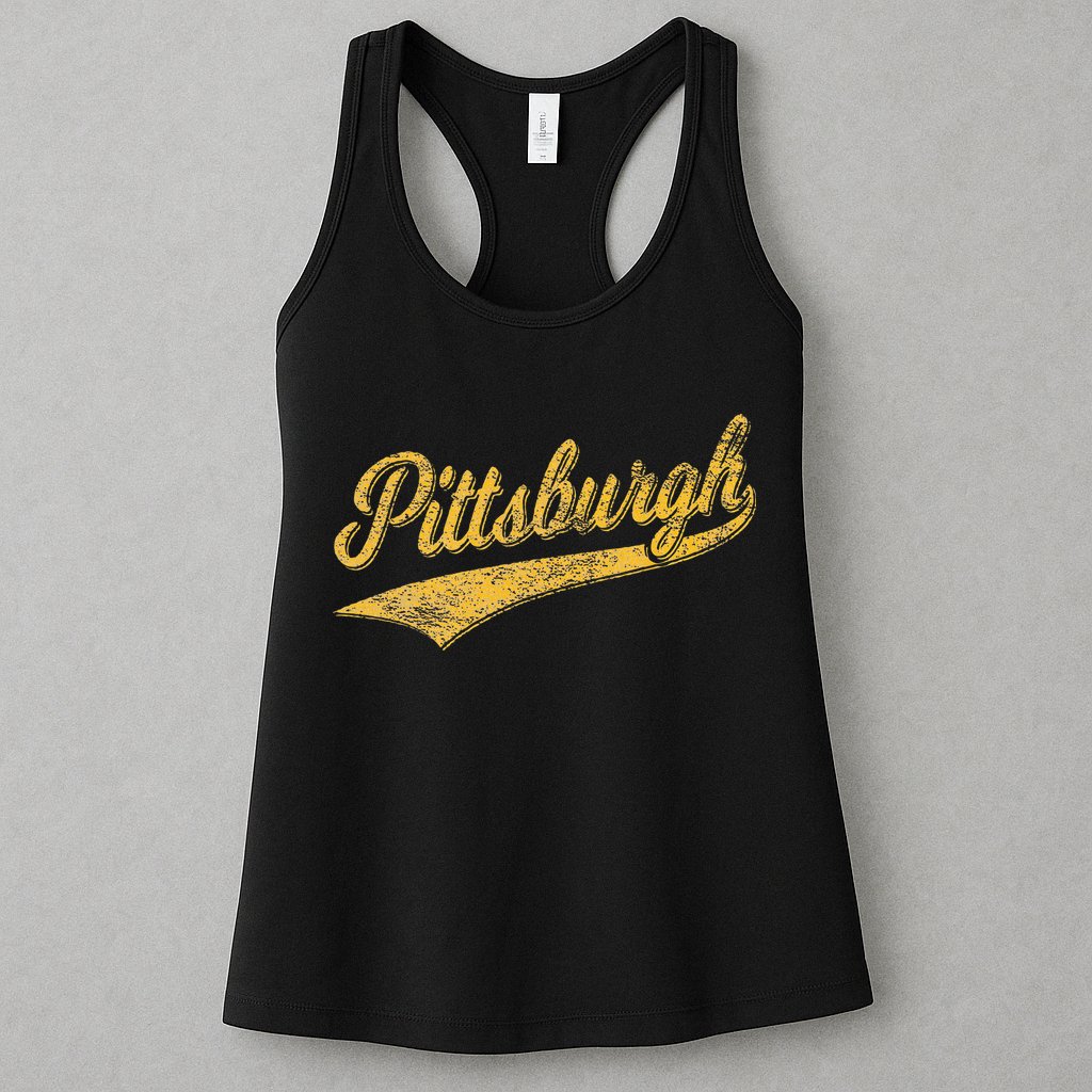 Pittsburgh Pennsylvania Varsity Script Sports Jersey Style Womens Tank Top