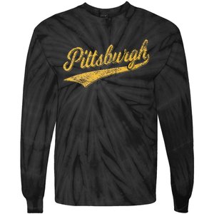 Pittsburgh Pennsylvania Varsity Script Sports Jersey Style Tie-Dye Long Sleeve Shirt