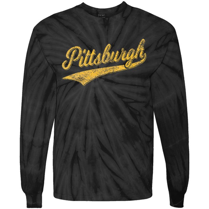 Pittsburgh Pennsylvania Varsity Script Sports Jersey Style Tie-Dye Long Sleeve Shirt