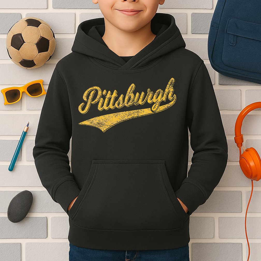 Pittsburgh Pennsylvania Varsity Script Sports Jersey Style Kids Hoodie