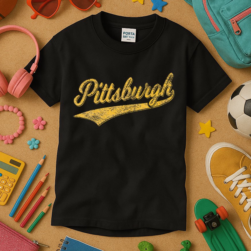 Pittsburgh Pennsylvania Varsity Script Sports Jersey Style Kids T-Shirt