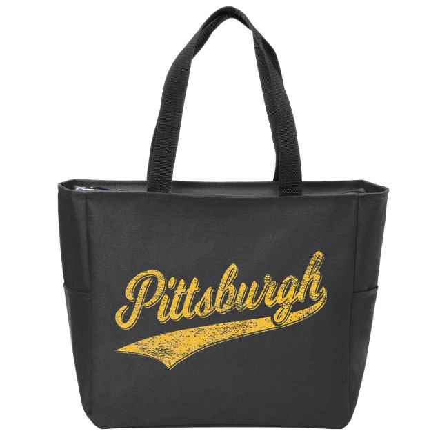 Pittsburgh Pennsylvania Varsity Script Sports Jersey Style Zip Tote Bag