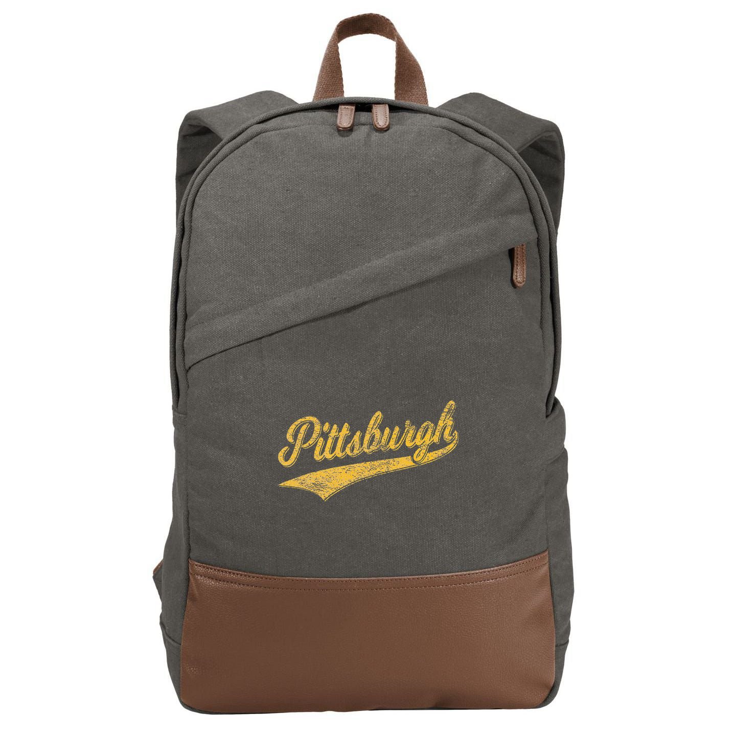 Pittsburgh Pennsylvania Varsity Script Sports Jersey Style Cotton Canvas Backpack