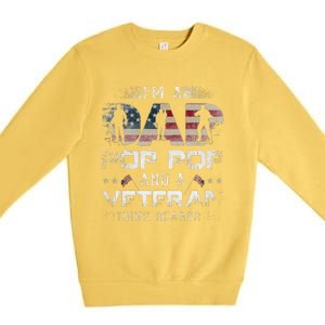 Pop Pop Veteran Fathers Day Gift From Daughter Wife For Dad Premium Crewneck Sweatshirt