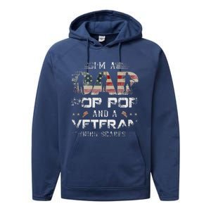 Pop Pop Veteran Fathers Day Gift From Daughter Wife For Dad Performance Fleece Hoodie