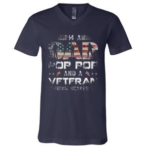 Pop Pop Veteran Fathers Day Gift From Daughter Wife For Dad V-Neck T-Shirt