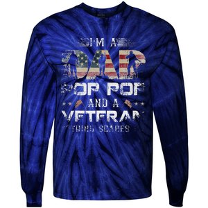 Pop Pop Veteran Fathers Day Gift From Daughter Wife For Dad Tie-Dye Long Sleeve Shirt