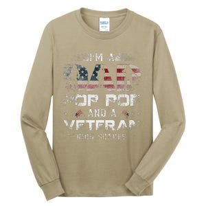 Pop Pop Veteran Fathers Day Gift From Daughter Wife For Dad Tall Long Sleeve T-Shirt