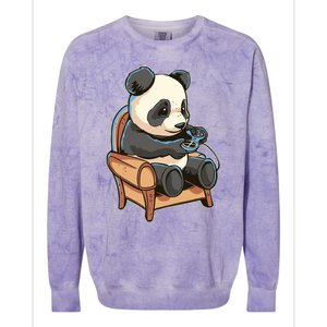 Panda Playing Videogames Colorblast Crewneck Sweatshirt