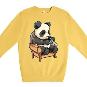 Panda Playing Videogames Premium Crewneck Sweatshirt