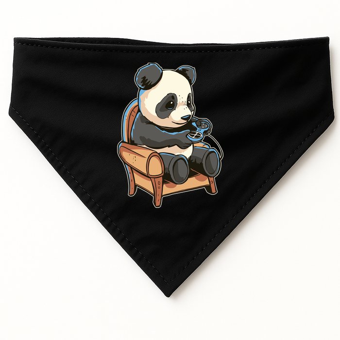 Panda Playing Videogames USA-Made Doggie Bandana