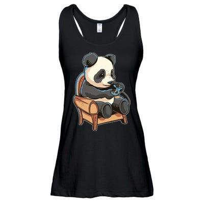 Panda Playing Videogames Ladies Essential Flowy Tank