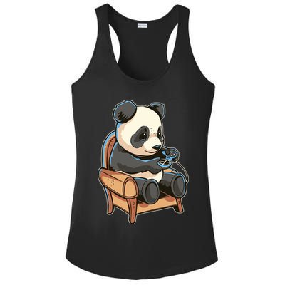 Panda Playing Videogames Ladies PosiCharge Competitor Racerback Tank