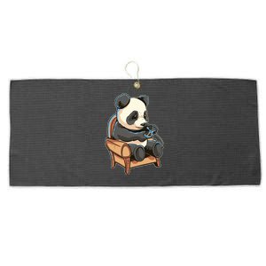 Panda Playing Videogames Large Microfiber Waffle Golf Towel