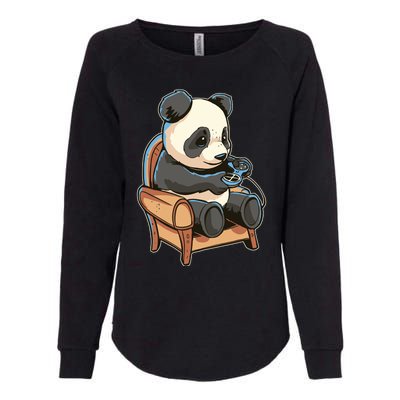 Panda Playing Videogames Womens California Wash Sweatshirt