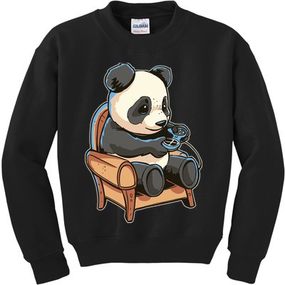 Panda Playing Videogames Kids Sweatshirt
