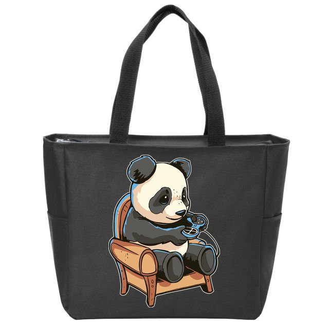 Panda Playing Videogames Zip Tote Bag