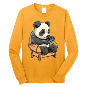 Panda Playing Videogames Long Sleeve Shirt