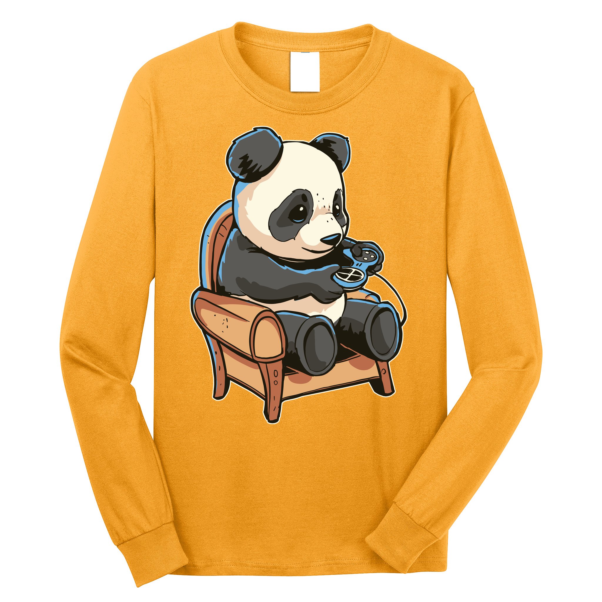 Panda Playing Videogames Long Sleeve Shirt