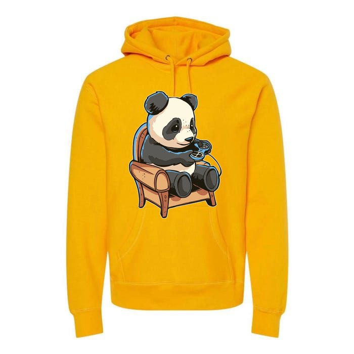 Panda Playing Videogames Premium Hoodie