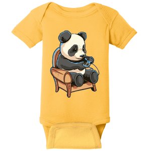 Panda Playing Videogames Baby Bodysuit