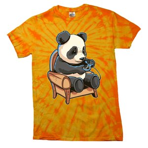 Panda Playing Videogames Tie-Dye T-Shirt