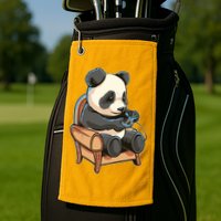 Panda Playing Videogames Golf Towel