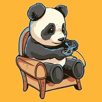 Panda Playing Videogames Golf Towel