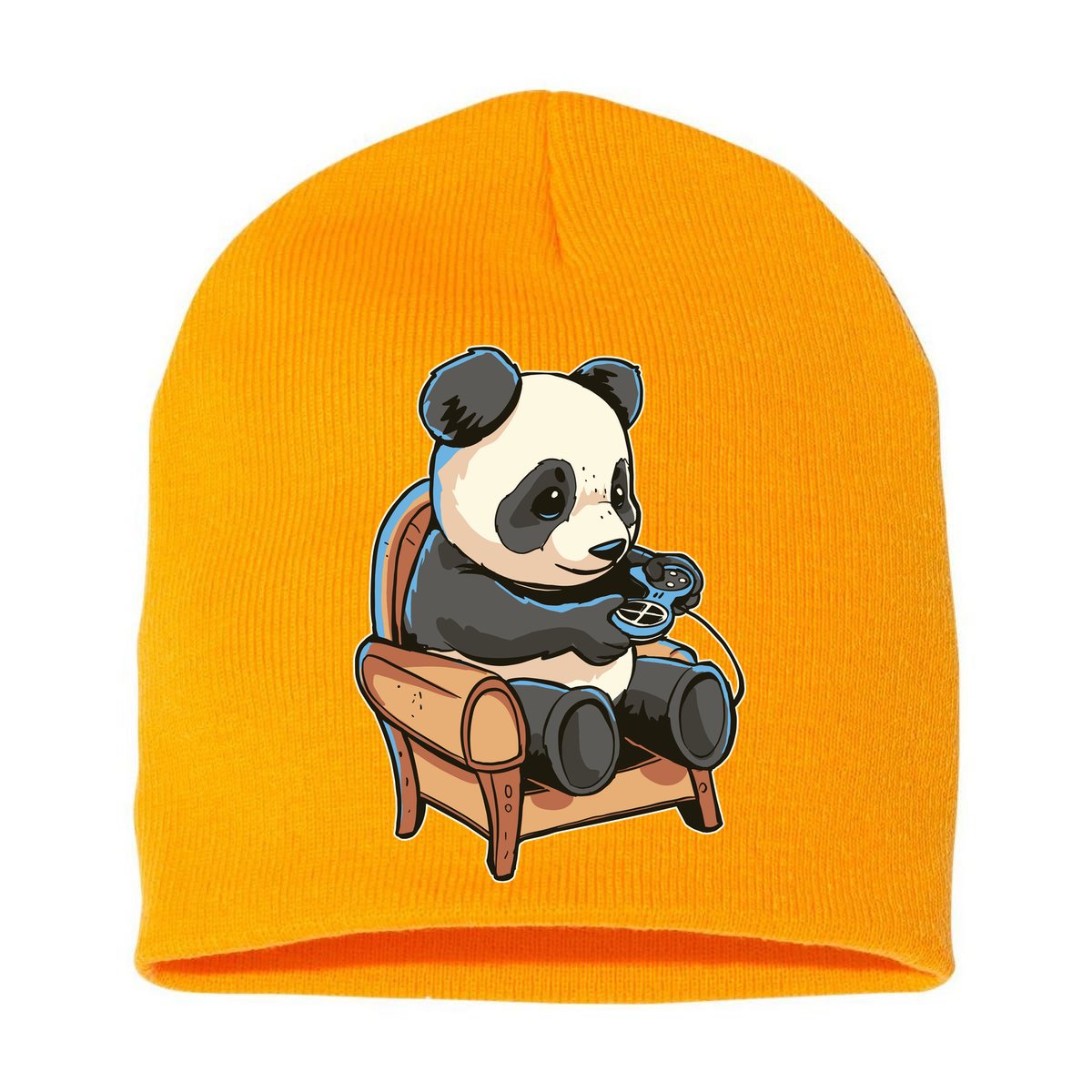 Panda Playing Videogames Short Acrylic Beanie
