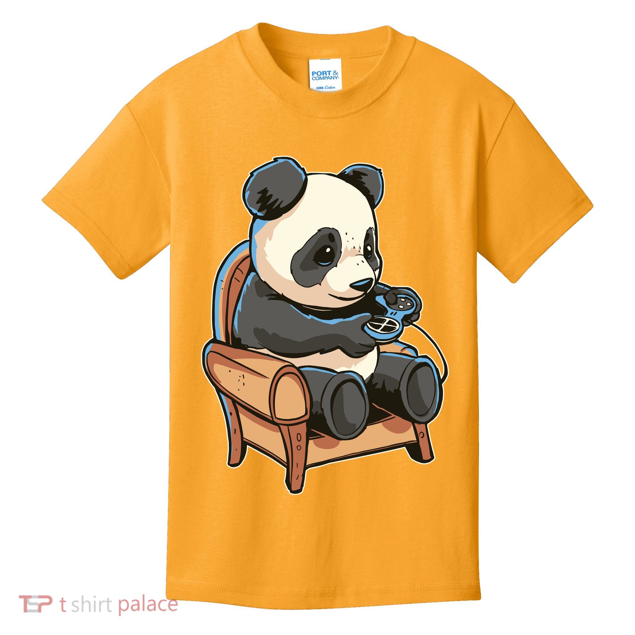 Panda Playing Videogames Kids T-Shirt