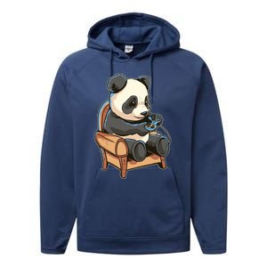 Panda Playing Videogames Performance Fleece Hoodie