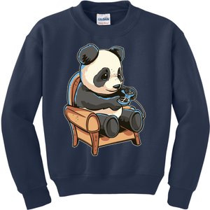 Panda Playing Videogames Kids Sweatshirt