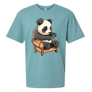 Panda Playing Videogames Sueded Cloud Jersey T-Shirt