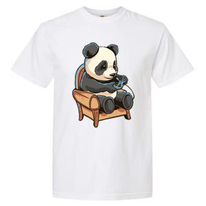 Panda Playing Videogames Garment-Dyed Heavyweight T-Shirt