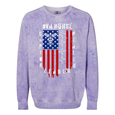 Patriotic Pride Va Nurses Tribute Colorblast Crewneck Sweatshirt