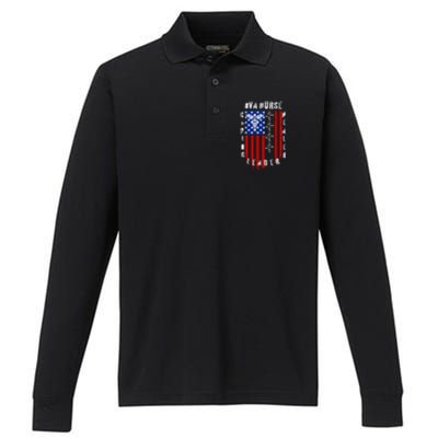 Patriotic Pride Va Nurses Tribute Performance Long Sleeve Polo