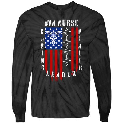 Patriotic Pride Va Nurses Tribute Tie-Dye Long Sleeve Shirt