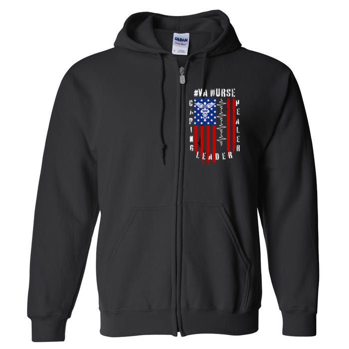 Patriotic Pride Va Nurses Tribute Full Zip Hoodie