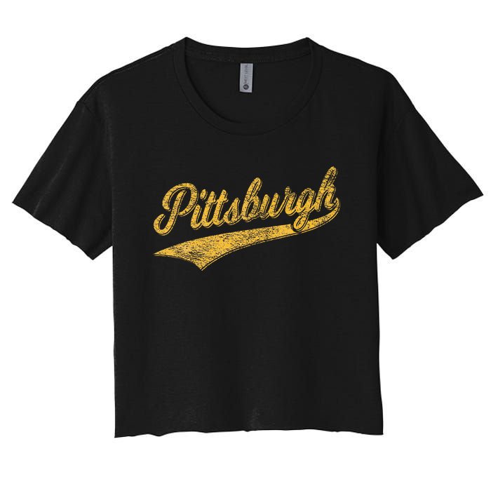 Pittsburgh Pennsylvania Varsity Script Jersey Women's Crop Top Tee