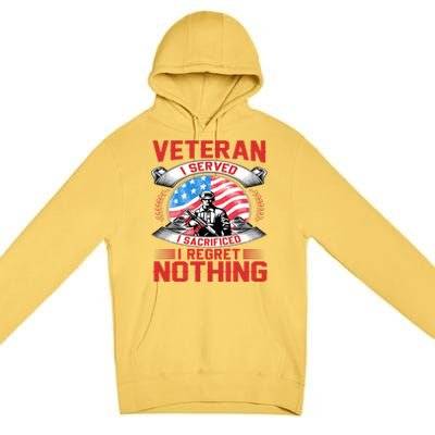 Proud Patriotic Veteran Military Gift Premium Pullover Hoodie